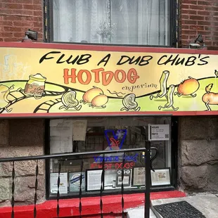 Sign on front of Flub A Dub Chub&apos;s.