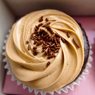 chocolate frosting and sprinkles