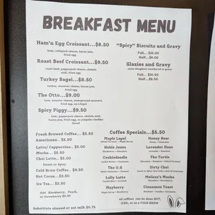 Breakfast Menu