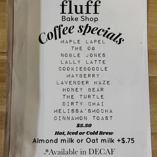 Winter coffee specials
