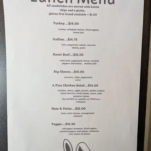 Lunch Menu