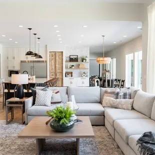 Oversized sectional in large greatroom. Interior design Omaha, NE.