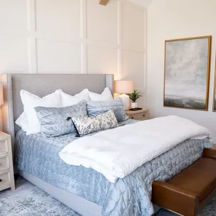 Primary suite oversized art washable velvet bedding.