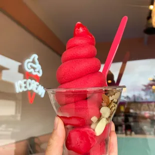 Pomegranate Rasberry Soft Serve (non-dairy)