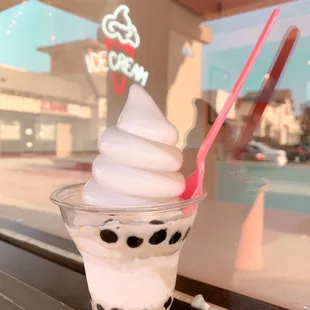 Cookies and Taro swirl with boba.