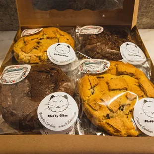 a variety of cookies in a box