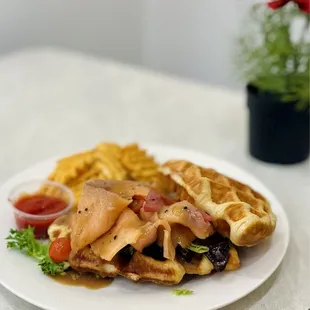 Smoked Salmon Croffle Sandwich