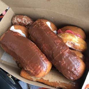 a box of chocolate covered doughnuts