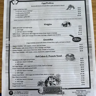 Breakfast menu
