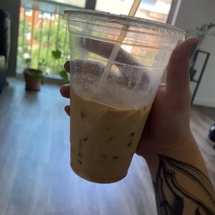 Iced caramel latte