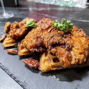 Chicken and waffles.