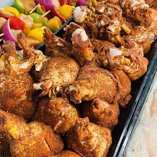 a tray of chicken wings