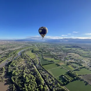 Rio Grande River Valley with hot air balloon