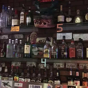 a variety of liquors on display