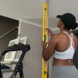 Pole install from one of the dance instructors