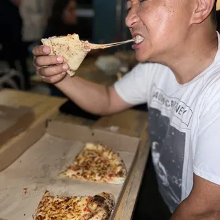 Cheese pool on cheese pizza