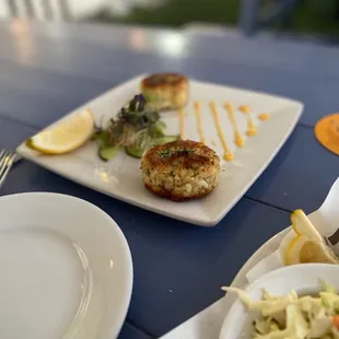 The stellar small plate crab cakes.  Small in size but actually filling.
