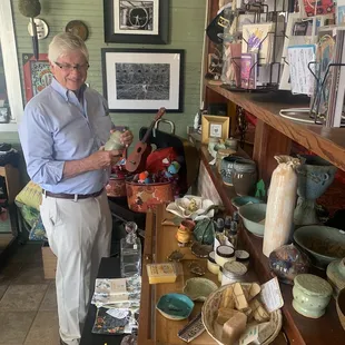 Papa B checking out some pottery