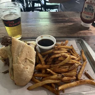 French dip with Cajun fries