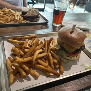 Angus burger with Cajun fries