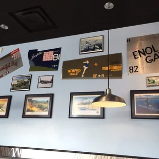 a wall of memorabilia