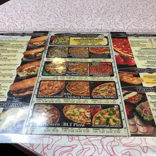 a pizza menu