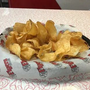 People who dine in get hot potato chips as they wait. Very salty and sometimes a little over cooked but still nice.