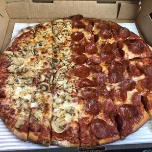 Large pizza - half pepperoni half mushroom