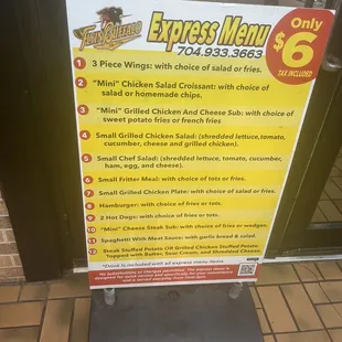 Menu- express lunch