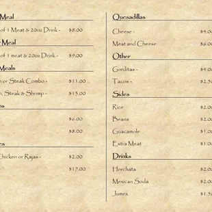 menu