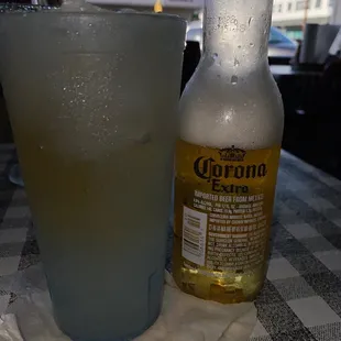 Corona lemonade and frozen marg, all mixed together- delicious