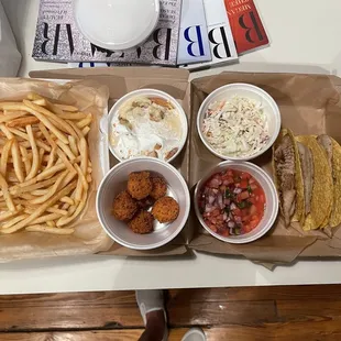 Grilled Tilapia Tacos, Hushpuppy Basket, and Banana Pudding