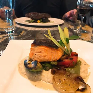 Salmon and steak
