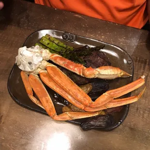 Crab legs and steak