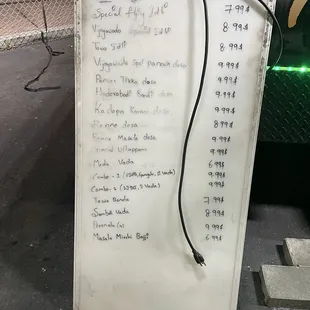 Specials menu