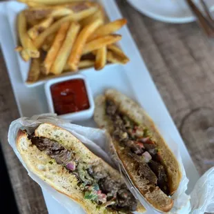 a sandwich and fries