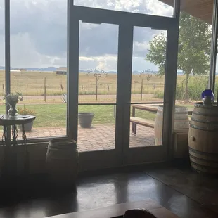 Views of the patio from inside by the bar