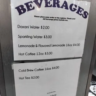 beverages menu