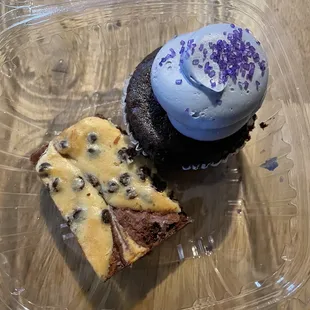 Lavender Cupcake and Cheesecake Brownie