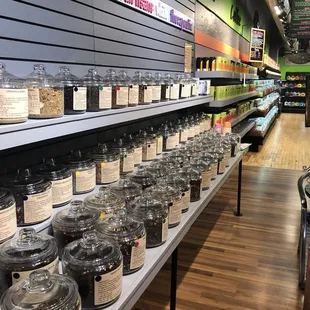 shelves of various products in a store