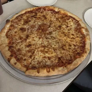 a large pizza on a table