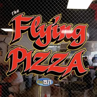 a sign for flying pizza