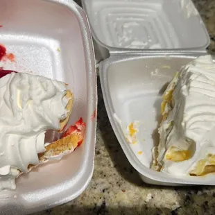 Strawberry cheesecake $3.75 (very good), banana cream pie $3.75 (not sweet but full of bananas)
