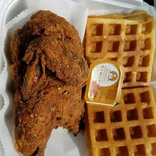 Original deep fried cornish hen with house made Belgian waffle.