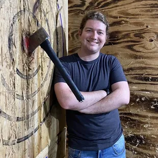 One-handed bullseye! Definitely a lucky shot
