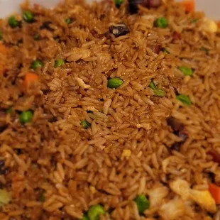 rice and vegetables in a styrofoam container