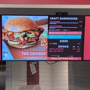 the menu of a fast food restaurant