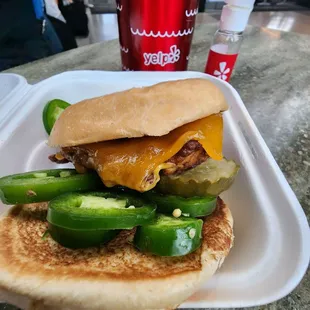 The Cowboy with spicy BBQ sauce and jalapenos $12.88