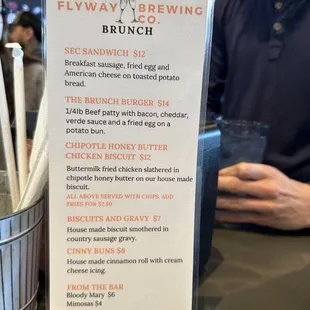 Brunch menu