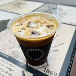 Iced americano. Creamy.